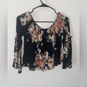 Black Floral off the Shoulder Top